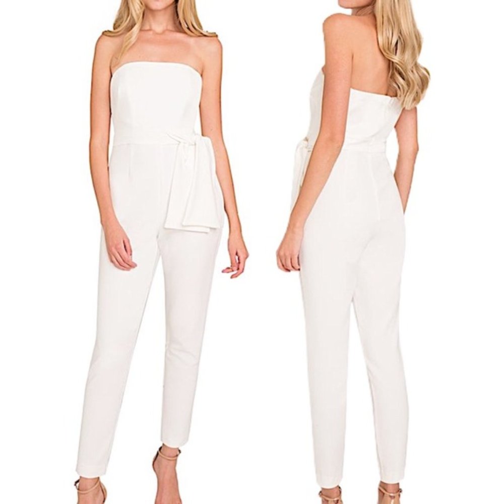 BLACK HALO White Harbor Strapless Jumpsuit